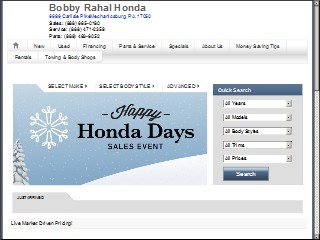 Web site www.bobbyrahalhonda.com, Bobby Rahal Honda