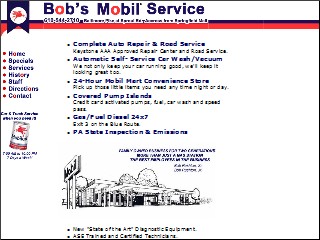 Web site www.bobsmobil.com, Bob's Mobil Service