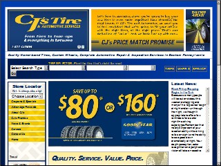 Web site www.cjtire.com, CJ's Tire & Automotive