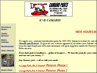 Web site www.dennyscamaro.com, Denny's Camaro Parts