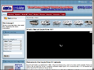 Web site www.gayleklinerv.com, Gayle Kline RV Center