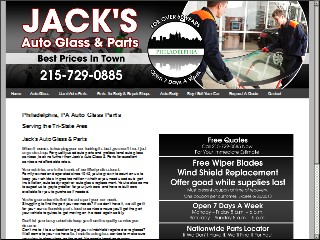 Web site www.jacksauto.com, Jack's Auto Glass & Parts