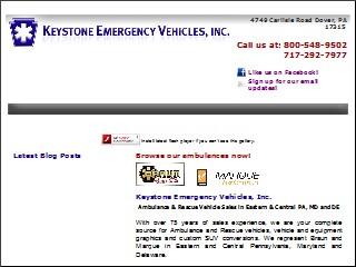 Web site www.keystone-emergency.com, Keystone Emergency Vehicles