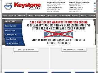 Web site www.keystonemotors.com, Keystone Volvo Cars Of Doylestown
