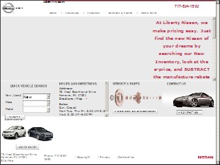 Web site www.libertynissan.com, Hanover Nissan