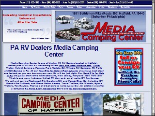 Web site www.mediacampingctr.com, Campers Inn RV - Philadelphia