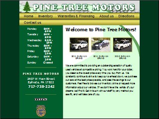 Web site www.pinetreemotors.com, Pine Tree Motors