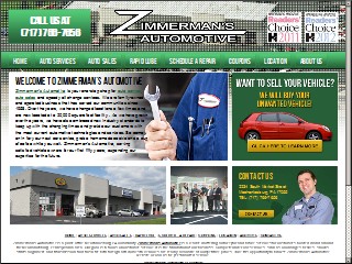Web site www.zimmermansauto.com, Zimmerman's Automotive Tire Pros - Used Auto Sales, Service, Quick Lube